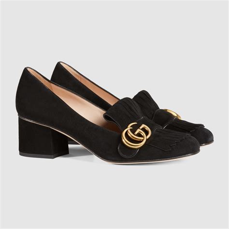 gucci suede marmont shoes|Gucci Marmont shoes mid heel.